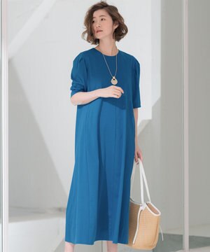  【洗える】ALBINIコーコラン タックスリーブ ワンピース