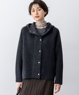  ラクーンブレンドダブルフェイス ニット フーディー