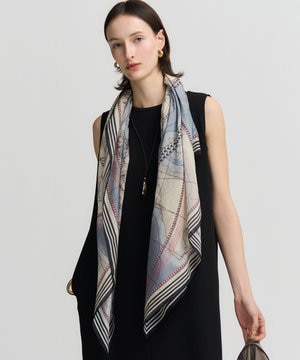 コットンシルク マップ柄 ストール