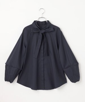 【ANSWER for 産前産後ママ】リボン2色付きランタンスリーブブラウス