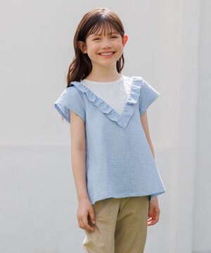 【110-140㎝】サッカーストライプ ブラウス