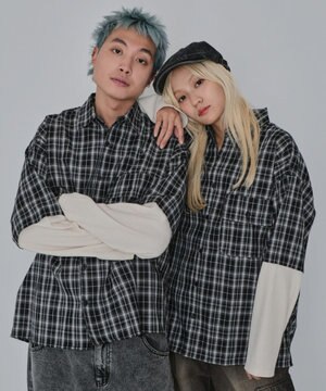  【ユニセックス着用ITEM/MLサイズ展開】チェックレイヤードシャツ（LS）