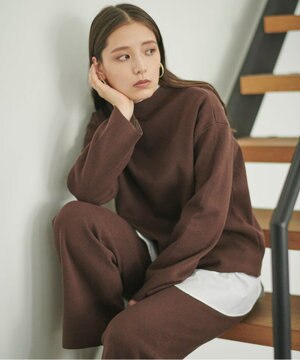 【洗える】ダブルフェイスニットハイネックプルオーバー