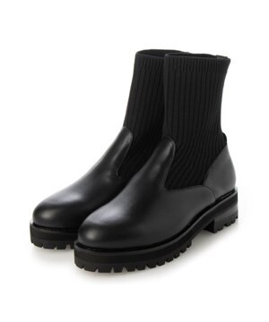  <ing>【サスティナブルシリーズ】ラウンドトウリブニットブーツ