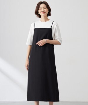 【洗える】バックサテンジョーゼット キャミワンピース