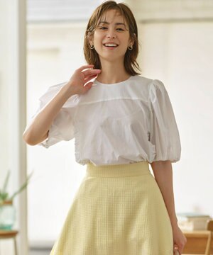  コットンローン ボリュームスリーブブラウス