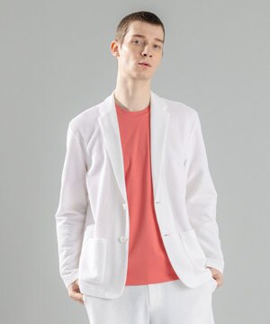  【オリジナル素材/シワになりにくい】ライトタックジャージー パッチポケット ジャケット