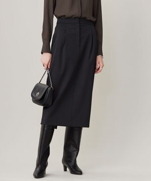  【洗える】T/Wベネシャンストレッチ カーブスカート