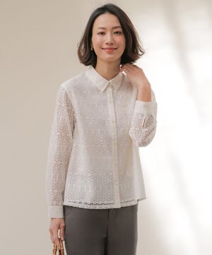  ジオメトリックレース ブラウス
