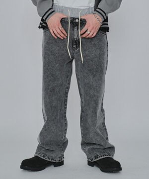  【ユニセックス着用ITEM/MLサイズ展開/ウエストゴム】ボクサードッキングデニムパンツ