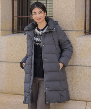 【洗える・2way】タフタダウン ロング丈 コート