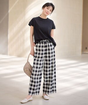 【ウエストゴム】リネンレーヨンワイドパンツ