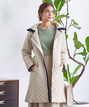  ピーチスキン2wayキルティングロングコート