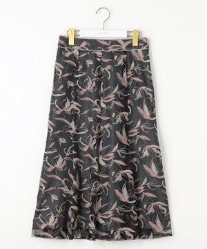  【洗える】バイカラーエンブロイダリー スカート