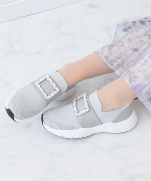  【Bridget Birkin】ビジューバックルニットスニーカー