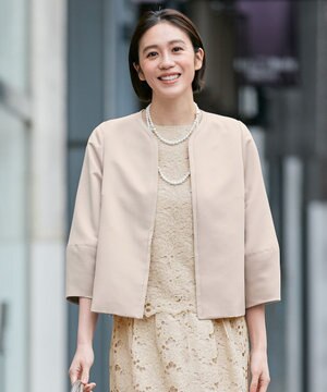  【ご好評につき追加生産・洗える】グログランノーカラー ジャケット