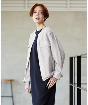  リヨセルナイロンワッシャー ノーカラーブルゾン
