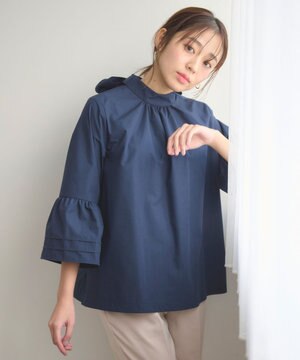  【洗える・2WAY】リボンタイチュニック ブラウス