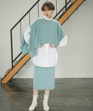  【洗える】コットンウールニットセットアップ