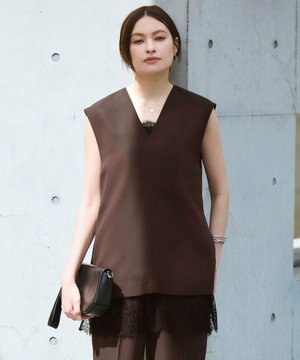  FluidBackSatin Vネックジレ