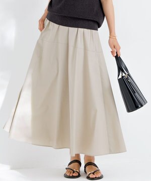  【接触冷感/撥水加工】ストレッチブロード ギャザースカート