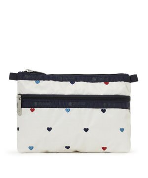  COSMETIC CLUTCH/トリコロールハートエンブロイダリー