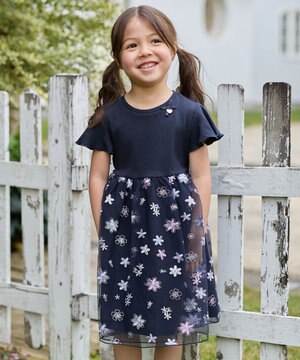  刺繍チュールワンピース