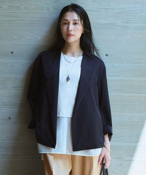  シルクナイロンツイル ボタンレスジャケット