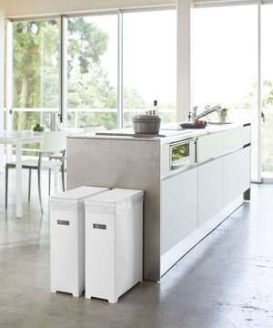  スリム蓋付きゴミ箱 タワー 2個組 ホワイト