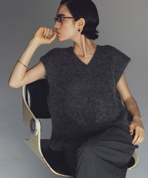 アルパカファーニット Vネックベスト