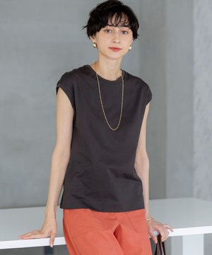 【洗える】コンパクトヤーン フレンチスリーブ Tシャツ