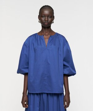  【洗える】コットンサティーン　ブラウス