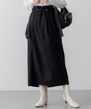  【撥水加工/洗える】ブライトタフタ ドロスト スカート