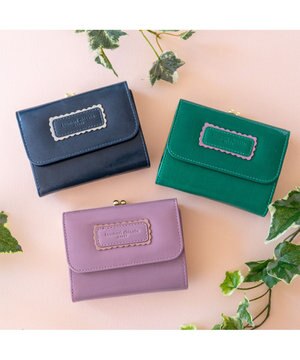  シンプルバイカラー がま口 2つ折り財布