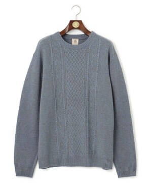  【KING SIZE】【Cash Lamb's Wool】ケーブルクルーネック ニット