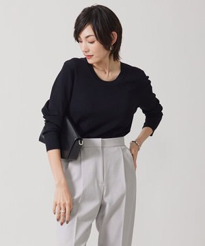  【洗える】 シンセティックフルニードル クルーネックプルオーバー