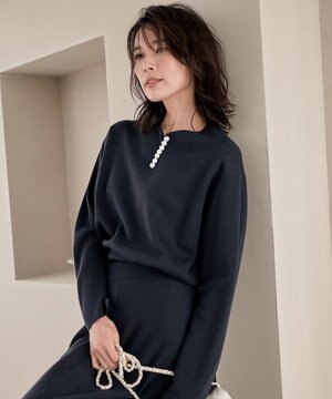  ウールブレンド ラインパール プルオーバー