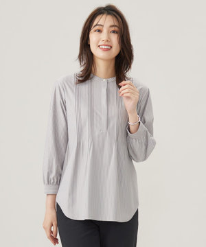 ストライプジャージー ピンタック カットソー