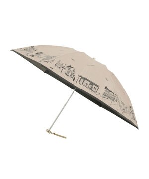 DAKS(ダックス) 晴雨兼用日傘 折りたたみ傘 街並み フワクール生地使用