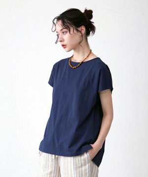  【WOMEN】バックファブリックコンビ　プルオーバー