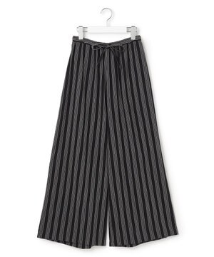  【WOMEN】リネンストライプ イージーワイド パンツ