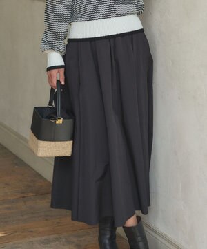  【洗える】ハイカウントライトタフタ ギャザースカート