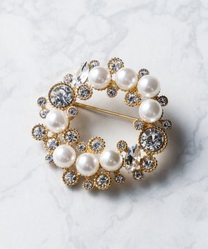 ビジューMIX サークル ブローチ