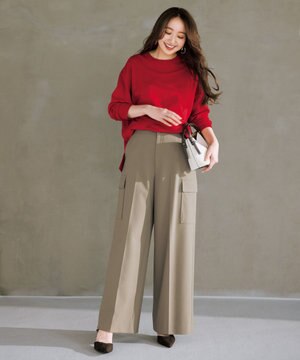  ウールライク カーゴワイドパンツ