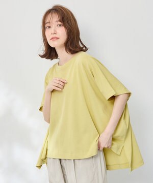  ハイツイストコットンポンチョ風Tシャツ