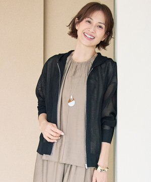  【SHIHOさん着用・大人の日常着】ライトメッシュジップ パーカー