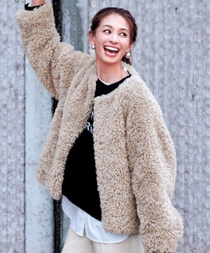  エコファー ノーカラージャケット