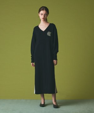  ライン配色ニットワンピース