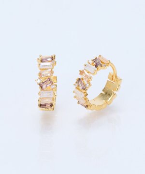  グレースカラービジューフープピアス　マルチカラー