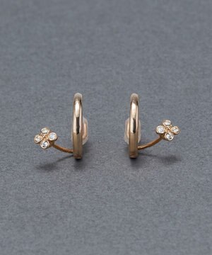  【金属アレルギー対応】【痛くないシリーズ】フラワービジューフロートライトフィットイヤリング　シャンパンゴールド